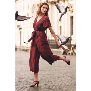 Rails Jet Animal Printed V-Neck Jumpsuit in Rust